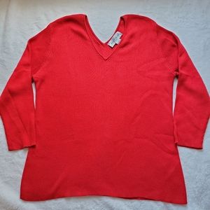 Jones Wear sport XL women's red soft knit cotton v-neck sweater tops